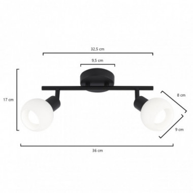 REGLETA 2L OPAL NEGRO MATE 2 X 40W E-14