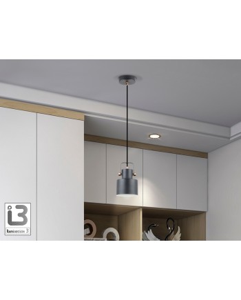 I3-ERIKA- LAMPARA 1L NEGRO-COBRE