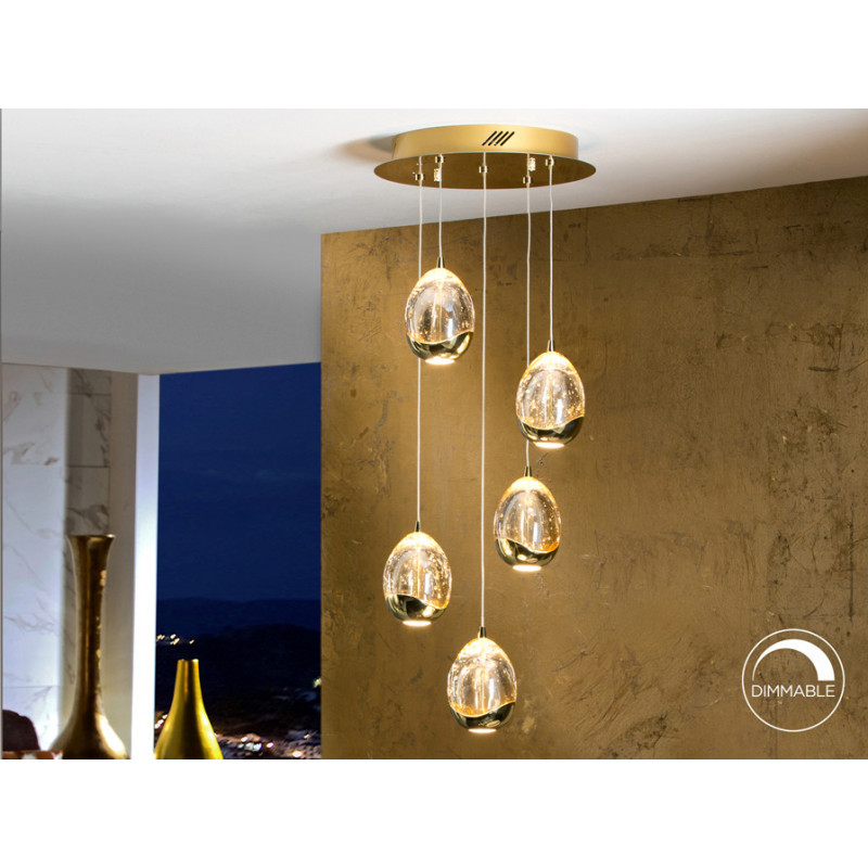 LAMPARA Ø30 ·ROCIO· 5 LED ORO