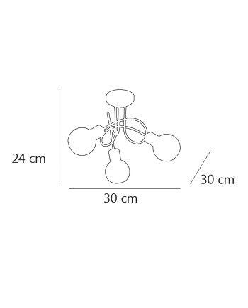 PLAFON 3L OPAL CUERO 3 X 40W E-14