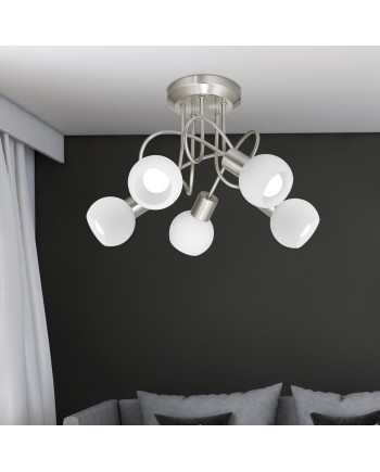 PLAFON 5L OPAL NIQUEL SATIN. 5 X 40W E-14