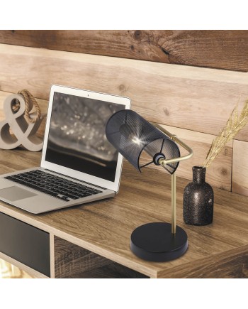 SOBREMESA BUFETE NEGRO Y DORADO 1 X 40W E-14