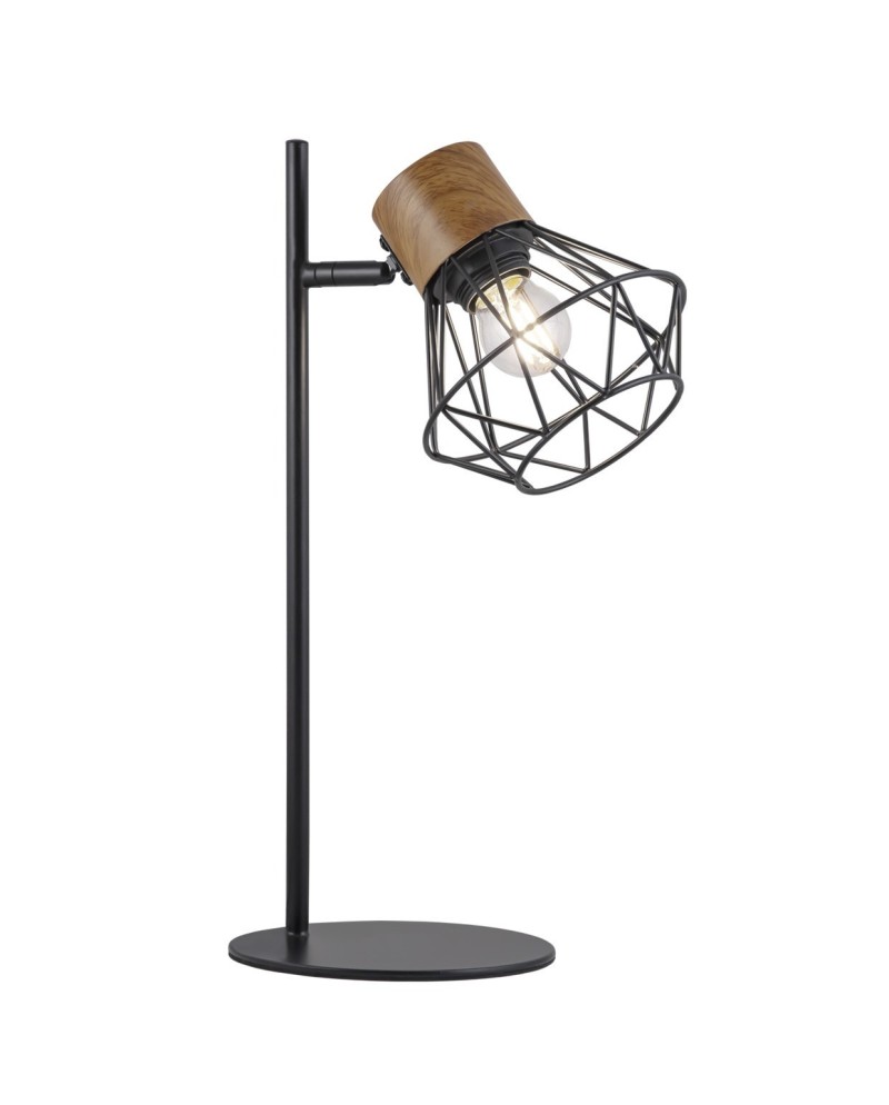 SOBREMESA ANTIBES NEGRO-MADERA 1 X 60W E-27