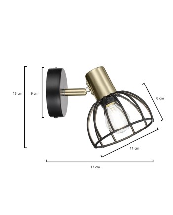 APLIQUE 1L BERMEO NEGRO MATE 1 X 40W E-14