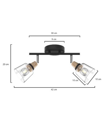 REGLETA 2L INDIGO NEGRO-MADERA 2 X 40W E-14