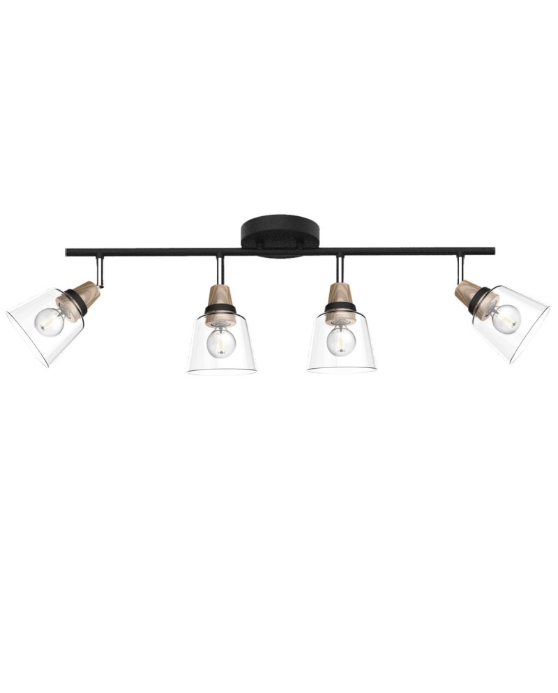 REGLETA 4L INDIGO NEGRO-MADERA 4 X 40W E-14