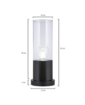 SOBREMESA DEREK NEGRO-TRANSP. 1 X 60W E-27