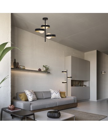 LAMPARA 3L ARIANNA NEGRO-ORO 3 X 33W G-9