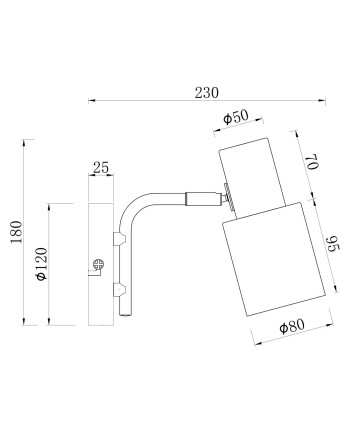 APLIQUE 1L MAENA NEGRO-LATON 1 X 40W E-14