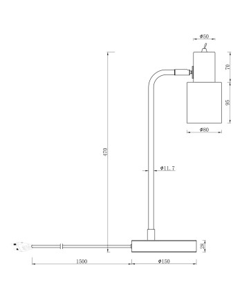 SOBREMESA 1L MAENA NEGRO-LATON 1 X 40W E-14
