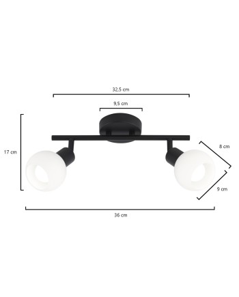REGLETA 2L OPAL NEGRO MATE 2 X 40W E-14