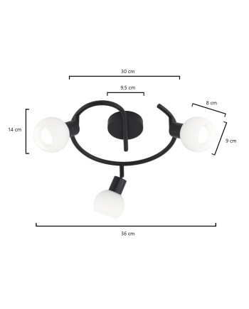 REDONDO 3L OPAL NEGRO MATE 3 X 40W E-14