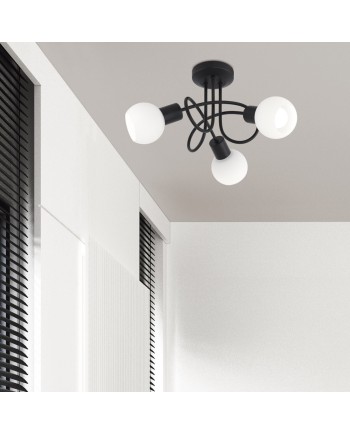 PLAFON 3L OPAL NEGRO MATE 3 X 40W E-14