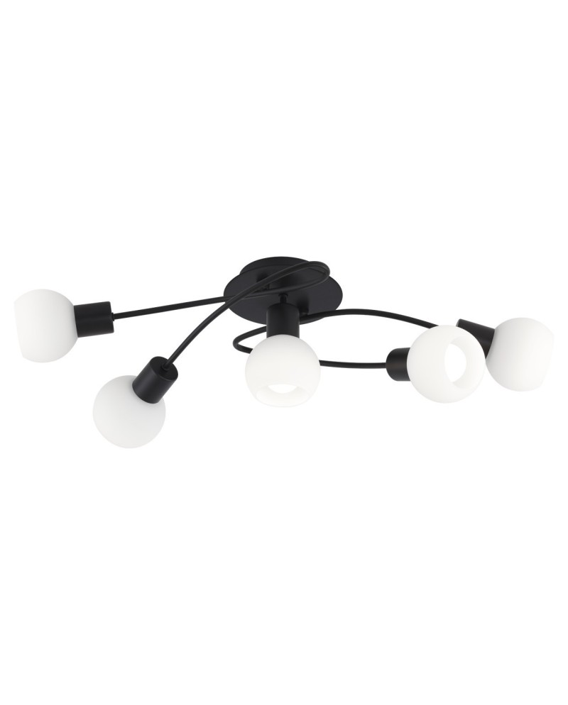 PLAFON 5L OPAL NEGRO MATE 5 X 40W E-14