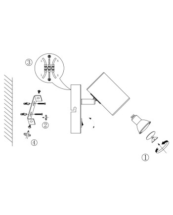 APLIQUE 1L PAROS NEGRO-CUERO 1 X 10W GU-10