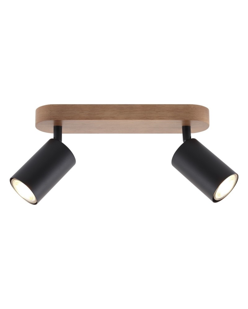 REGLETA 2L PIREO NEGRO-MADERA 2 X 50W GU-10
