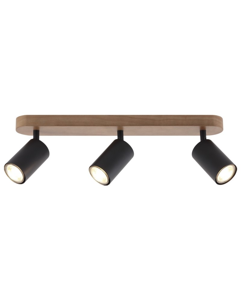 REGLETA 3L PIREO NEGRO-MADERA 3 X 50W GU-10