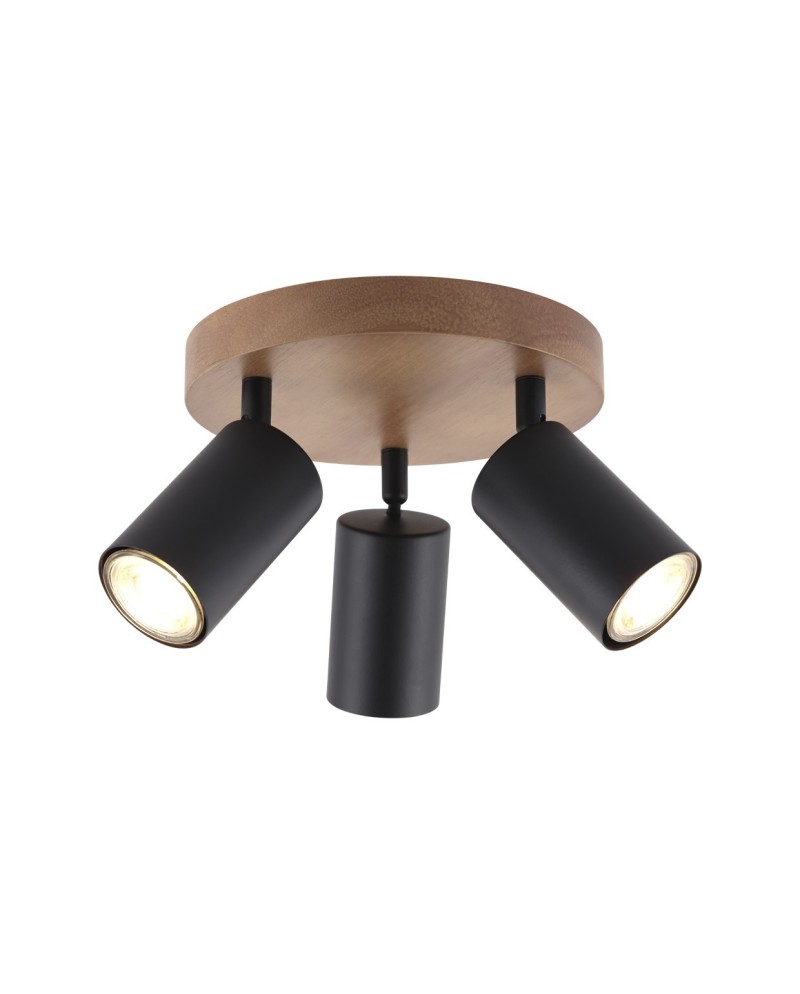 REDONDO 3L PIREO NEGRO-MADERA 3 X 50W GU-10