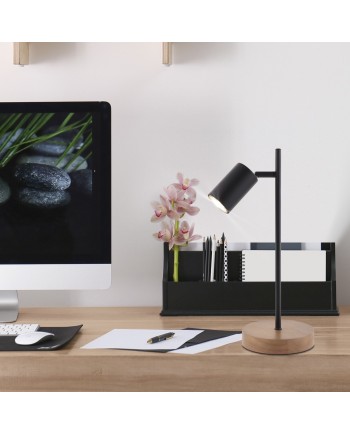 SOBREMESA PIREO NEGRO-MADERA 1 X 50W GU-10