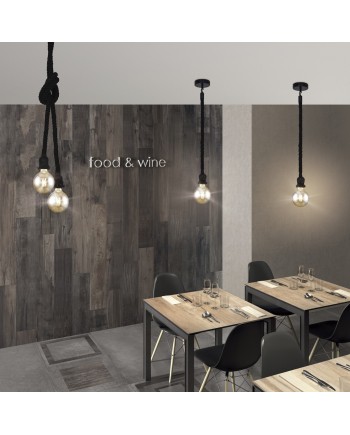 COLGANTE 2L ROPE CUERDA NEGRA 2 X 60W E-27