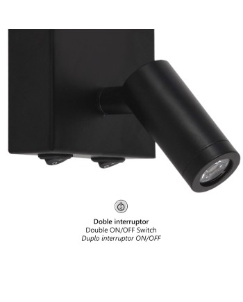 APLIQUE ARLA NEGRO 1 X E-27 + LED 3W 300LM 4000K