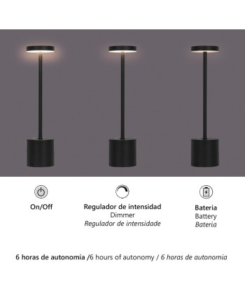 SOBREMESA FREYA NEGRO  LED 3W 20-30LM 3000K