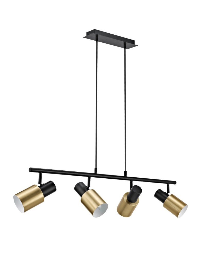 LAMPARA 4L MAENA NEGRO-LATÓN 4 X 60W E-27