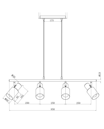 LAMPARA 4L MAENA NEGRO-LATÓN 4 X 60W E-27
