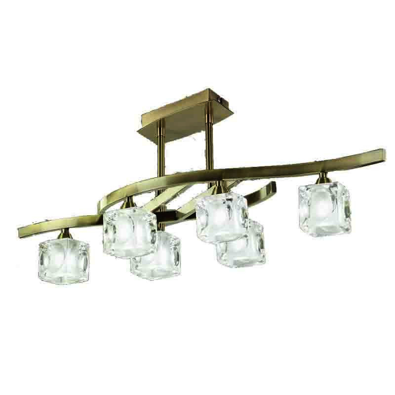 CUADRAX CUERO CRISTAL Plafón 6 Luces 6 x G9