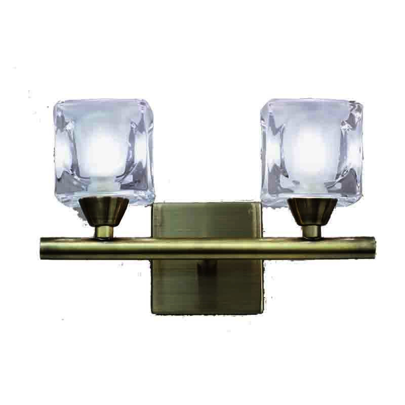 CUADRAX CUERO CRISTAL Aplique 2 Luces 2 x G9