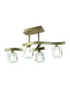 CUADRAX CUERO CRISTAL Plafón 4 Luces 4 x G9