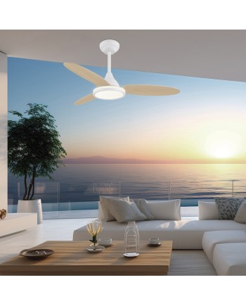 VENTILADOR MAHON MADERA CLARA 107CM 3 PALAS