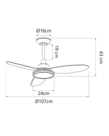 VENTILADOR MAHON MADERA OSCURA 107CM 3 PALAS