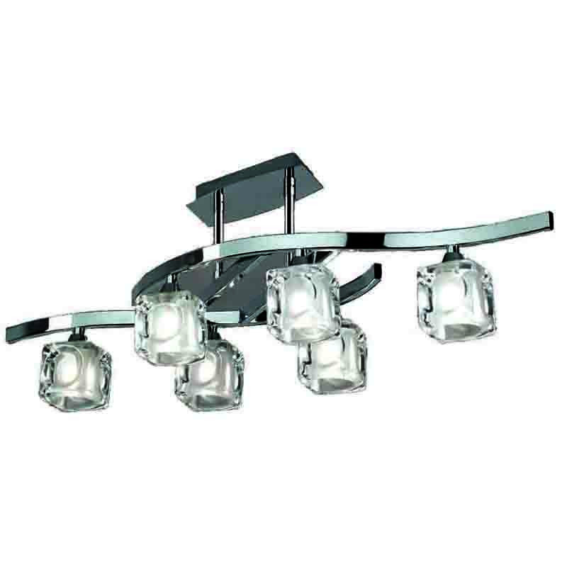 CUADRAX CROMO CRISTAL Plafón 6 Luces 6 x G9