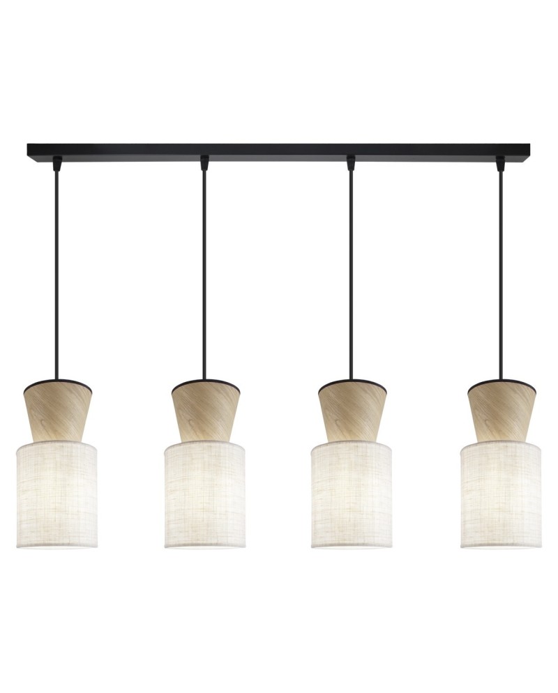 BARRA 4L AOSTA BEIG/MADERA 4 X 60W E-27