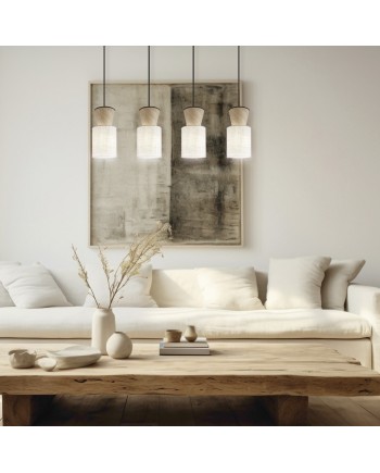 BARRA 4L AOSTA BEIG/MADERA 4 X 60W E-27