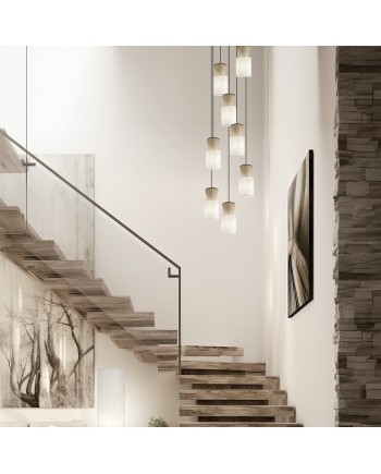 COLGANTE 8L AOSTA BEIG/MADERA 8 X 60W E-27