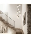 COLGANTE 8L AOSTA BEIG/MADERA 8 X 60W E-27