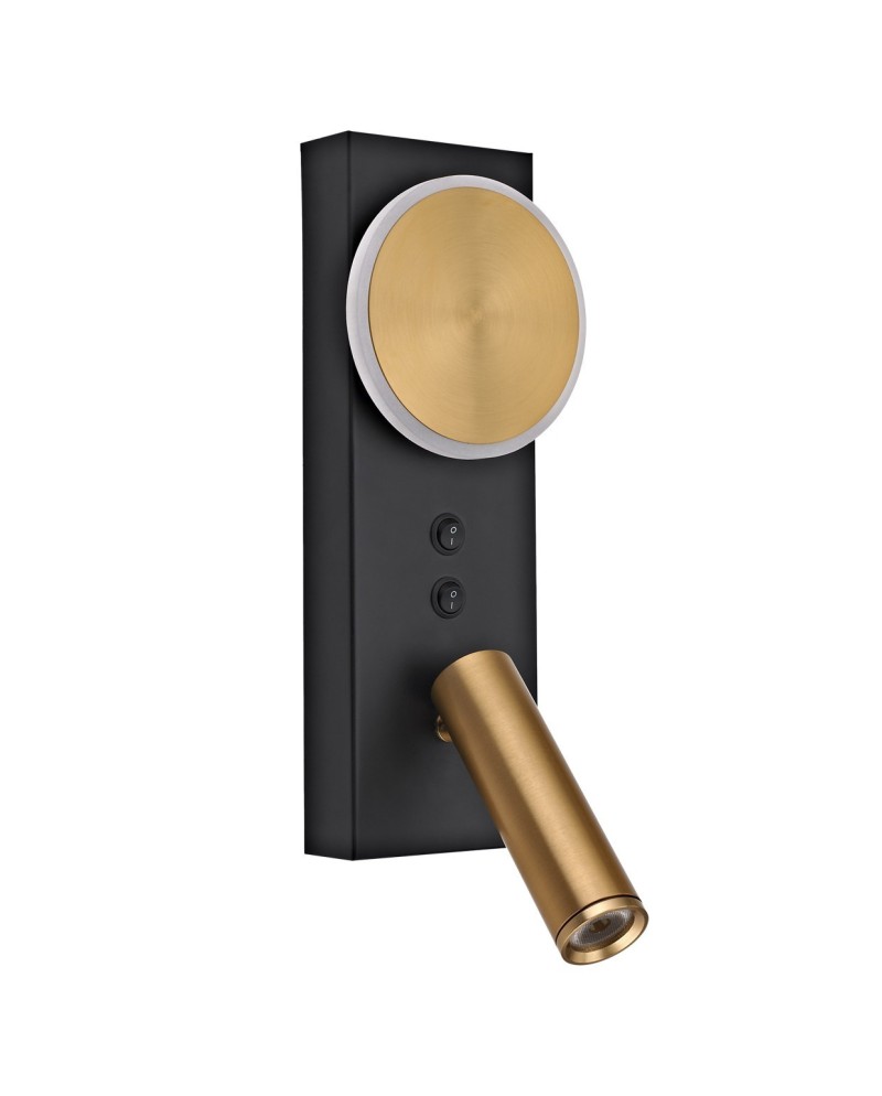 APLIQUE LED ARBAS NEGRO-LATÓN LED 8W 470LM 3000K