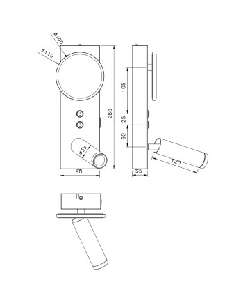APLIQUE LED ARBAS NEGRO-LATÓN LED 8W 470LM 3000K