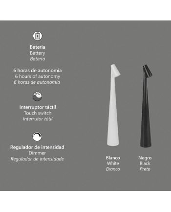 SOBREMESA BELICE BLANCO LED - BATERIA RECARGABLE