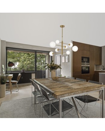 LAMPARA 8L COSMICA LATÓN OPAL 8 X 28W G-9