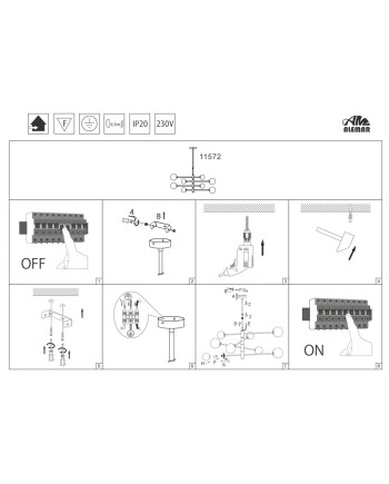 LAMPARA 8L COSMICA LATÓN OPAL 8 X 28W G-9