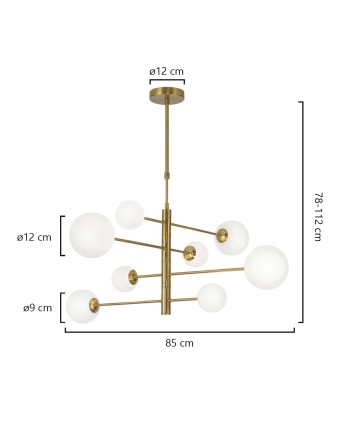 LAMPARA 8L COSMICA LATÓN OPAL 8 X 28W G-9