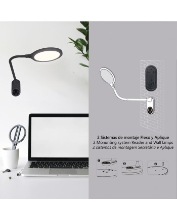 FLEXO LED EDGAR NEGRO LED 9W 530LM 3000-3800-5700K