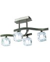 CUADRAX NÍQUEL SAT. CRISTAL Plafón 4 Luces 4 x G9