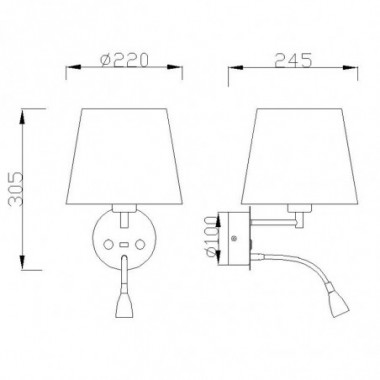 CAICOS Aplique+Lector+Cargador USB LED 3W   3000K   210 LMS