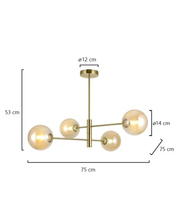 LAMPARA 4L.GALAXIA LATÓN AMBAR 4 X 28W G-9