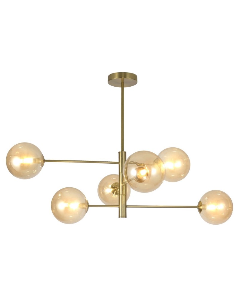 LAMPARA 6L.GALAXIA LATÓN AMBAR 6 X 28W G-9