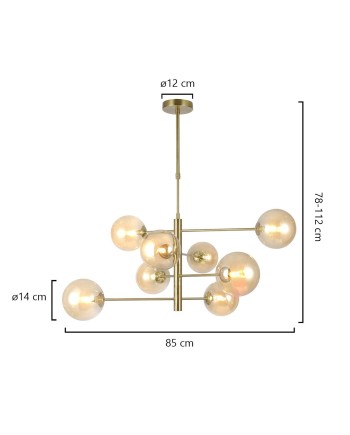 LAMPARA 8L GALAXIA LATÓN AMBAR 8 X 28W G-9